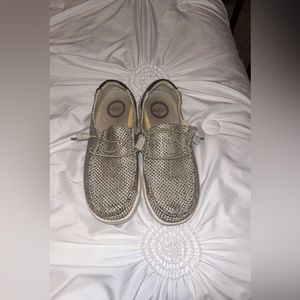 Creme, brown, and white Hey dudes